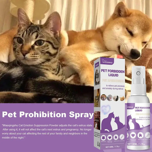 50ml Pet Calming Spray Prevent Howling Reduce Anxiety Calming Prohibition Spray Pet Dog Supplies Estrus Mood Soothe Pet F9a6